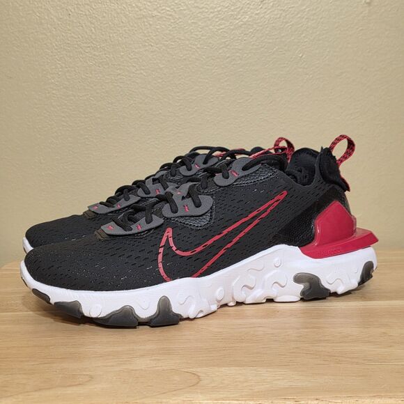 Nike React Vision Black Red White Running Shoes FB3353-001 Men\'s Size 9